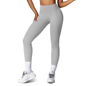 Women\'s High Waist Workout Leggings Tummy Control Compression Yoga Tight Pants Gym Pants Athletic Running Leggings with 25In Inseam No Front Seam (Option: Grey_M)