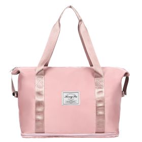 35L/9.2Gal Shoulder Travel Duffle Bag Folding Carry On Overnight Weekender Bag with Luggage Sleeve Waterproof Expandable Gym Tote Bag with Dry Wet Sep (Option: Pink)