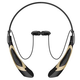 Wireless Neckband Headphones V5.0 Sweat-proof Sport Headsets Earbuds In-Ear Magnetic Neckbands Stereo Earphone Deep Bass Earphone w/Mic (Option: Gold)
