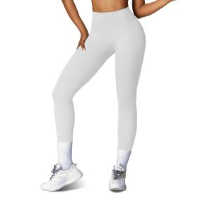 Women\'s High Waist Workout Leggings Tummy Control Compression Yoga Tight Pants Gym Pants Athletic Running Leggings with 25In Inseam No Front Seam (Option: PearlGrey_M)
